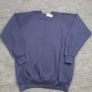 NWT Vintage 90s Nucleus Blank Raglan Sweatshirt Navy Deadstock L Montgomery Ward